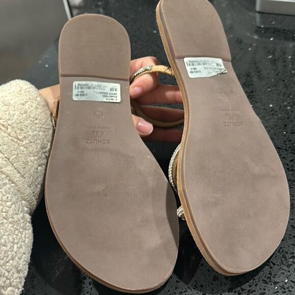 Schutz Inezita Sandal in Crystal and Honey Beige GUC Womens Size 6.5B - Picture 5 of 5